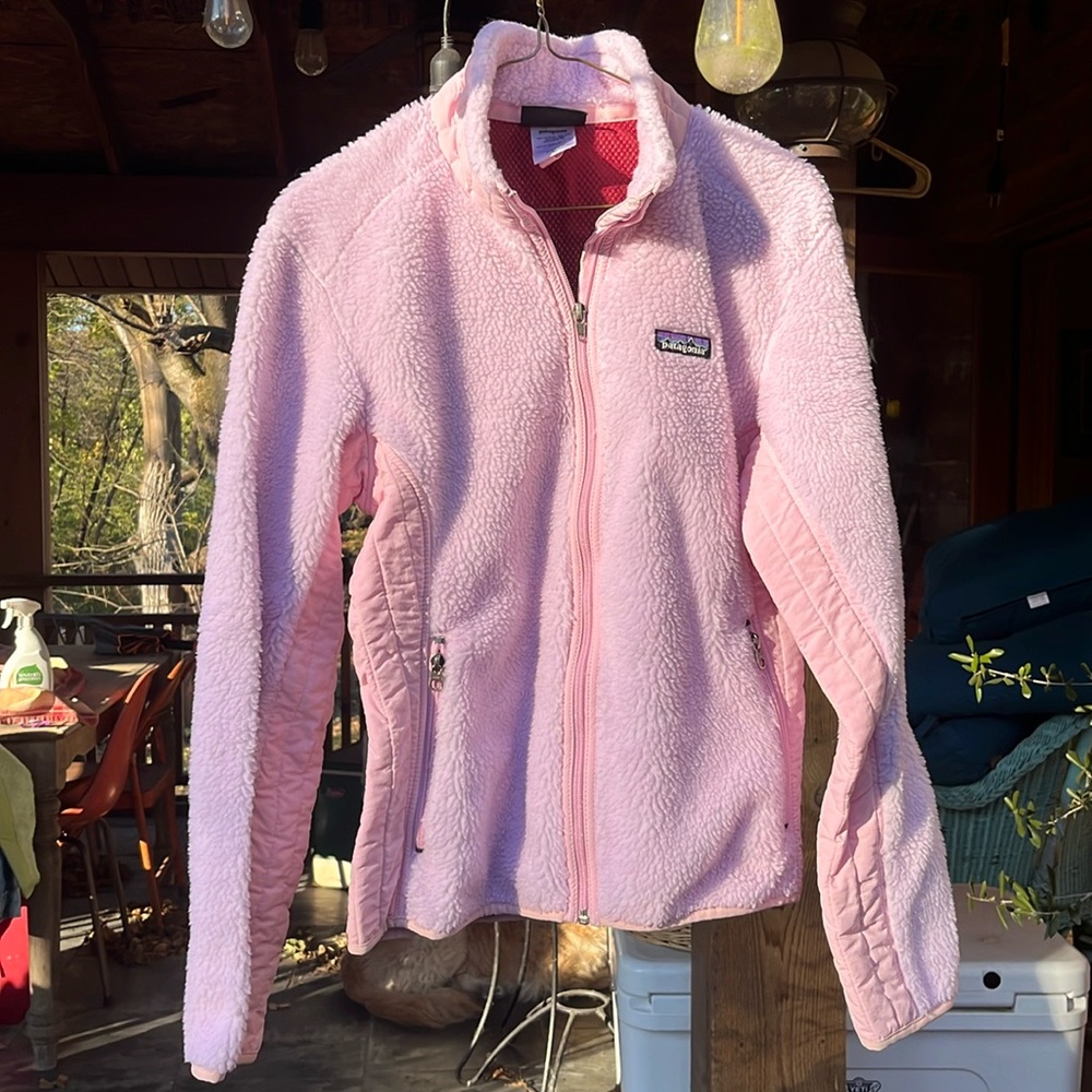 Pink Patagonia Synchilla High Pile Retro X zip jacket